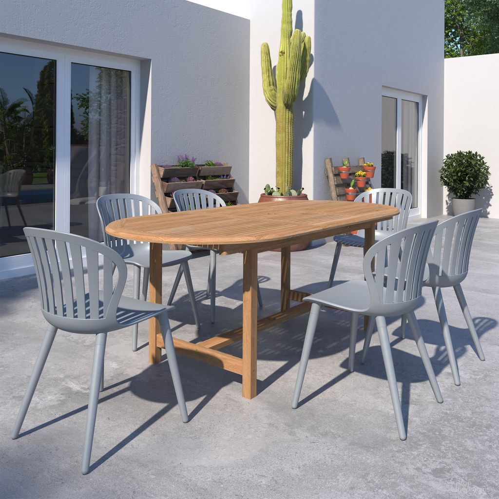 The appearance of Amazonia CityBreeze 7-Piece Oval Patio Dining Set In Grey designed by International Home Miami in the modern / contemporary interior design. This grey piece of furniture  was selected by 1StopBedrooms from Florence Collection to add a touch of cosiness and style into your home. Sku: DIANOSM_6CANSD ALUGR. Material: Wood.