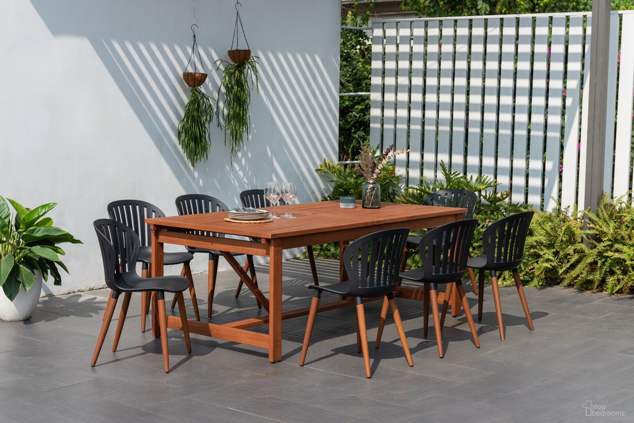 The appearance of Amazonia CityScape 9-Piece Rectangular Patio Dining Set In Black designed by International Home Miami in the modern / contemporary interior design. This black piece of furniture was selected by 1StopBedrooms from Florence Collection to add a touch of cosiness and style into your home. Sku: LEYPAR_8CANSD BK. Material: Wood.