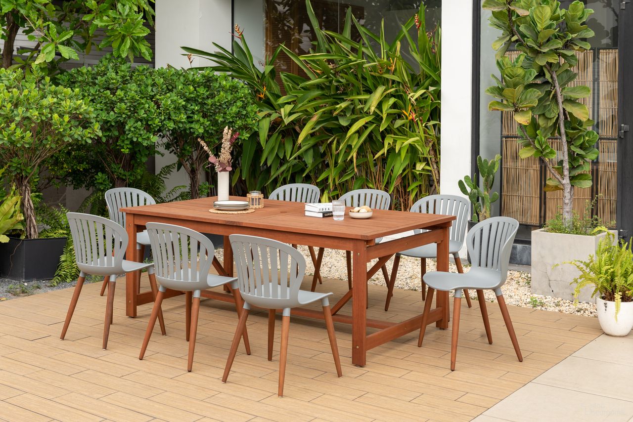 The appearance of Amazonia CityShore 9-Piece Rectangular Patio Dining Set In Grey designed by International Home Miami in the modern / contemporary interior design. This grey piece of furniture was selected by 1StopBedrooms from Florence Collection to add a touch of cosiness and style into your home. Sku: LEYPAR_8CANSD GR. Material: Wood.