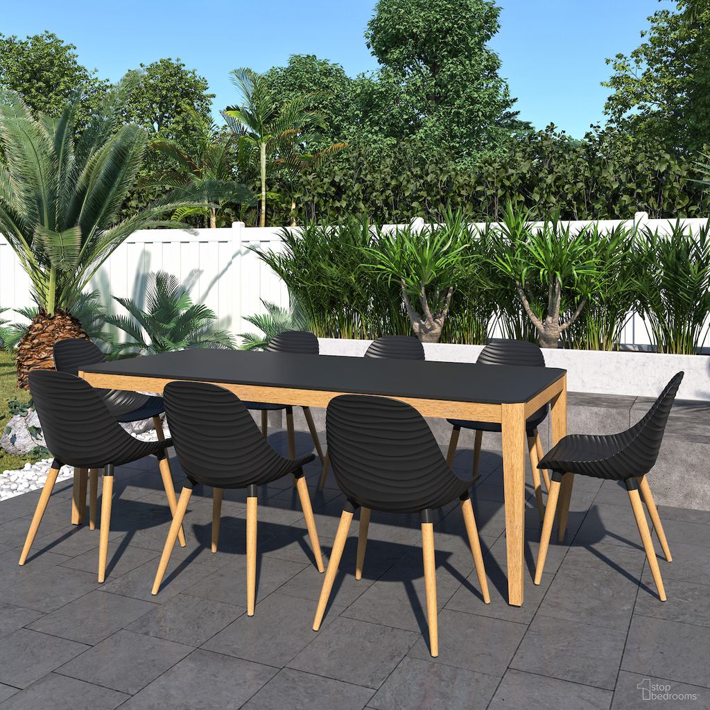 The appearance of Amazonia CoconutCove 9-Piece Rectangular Patio Dining Set In Black designed by International Home Miami in the modern / contemporary interior design. This black piece of furniture was selected by 1StopBedrooms from Copenhagen Collection to add a touch of cosiness and style into your home. Sku: SLCT215BK_8STRMSD BK. Material: Wood.
