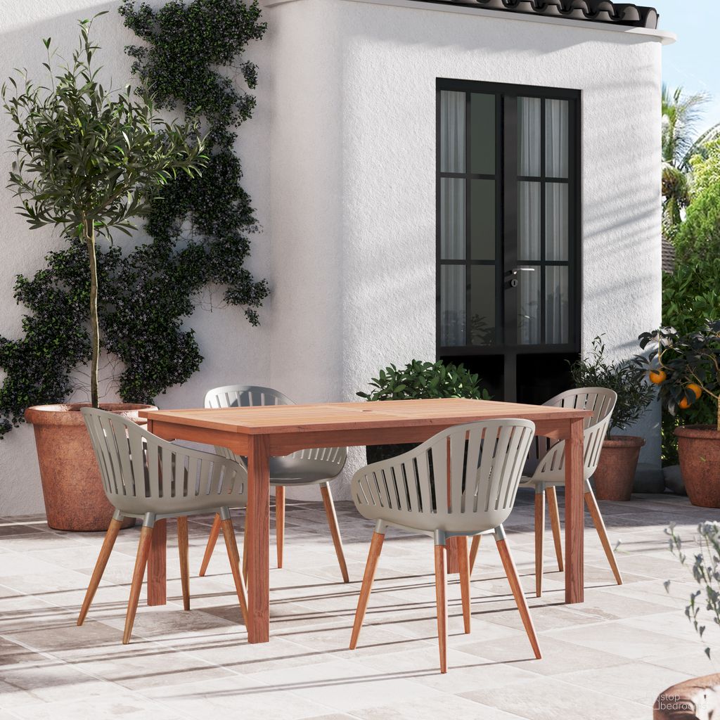 The appearance of Amazonia D'Artagnan 5-Piece Rectangular Patio Dining Set In Grey designed by International Home Miami in the modern / contemporary interior design. This grey piece of furniture  was selected by 1StopBedrooms from Boston Collection to add a touch of cosiness and style into your home. Sku: BT 361_4CANNES GR_PAR. Material: Wood.