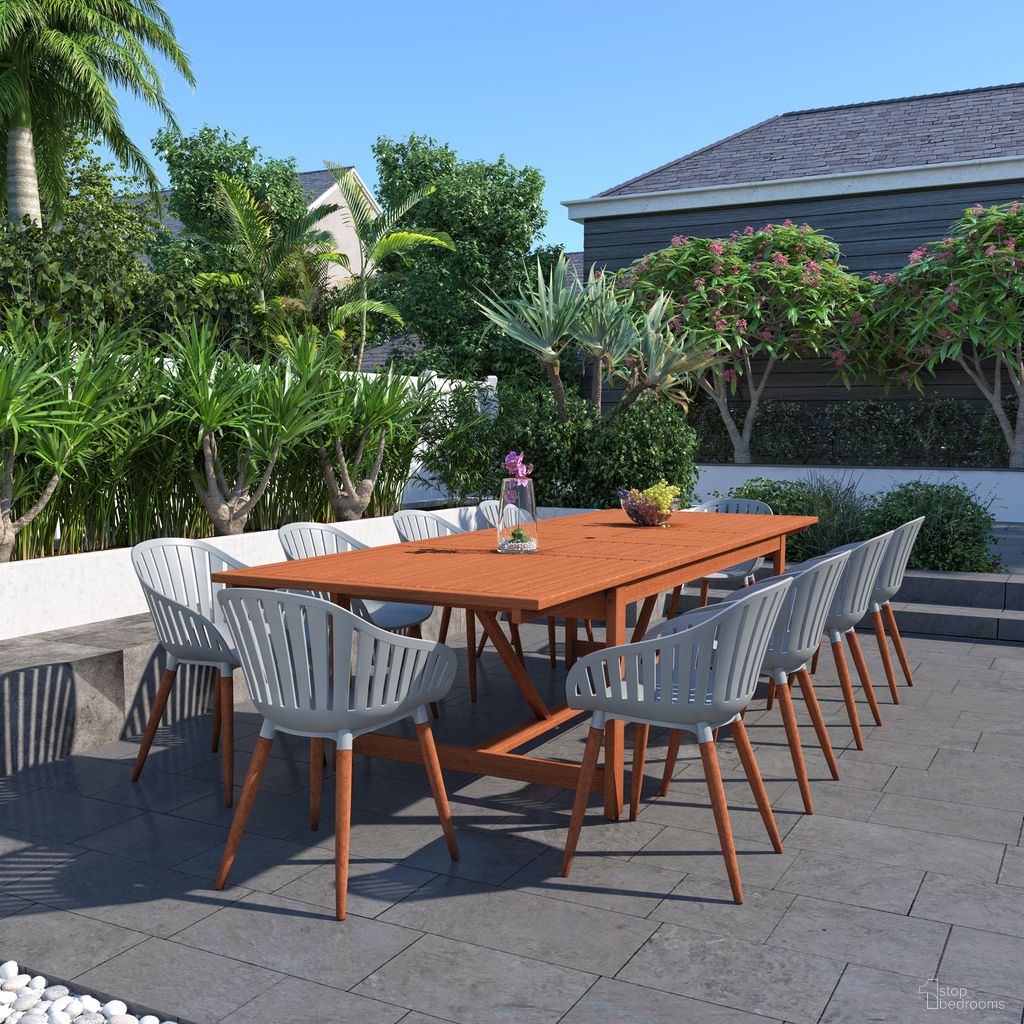 The appearance of Amazonia Demogorgon 11-Piece Rectangular Patio Dining Set In Grey designed by International Home Miami in the modern / contemporary interior design. This grey piece of furniture  was selected by 1StopBedrooms from Boston Collection to add a touch of cosiness and style into your home. Sku: SC LEY_10CANNES GR_PAR. Material: Wood.