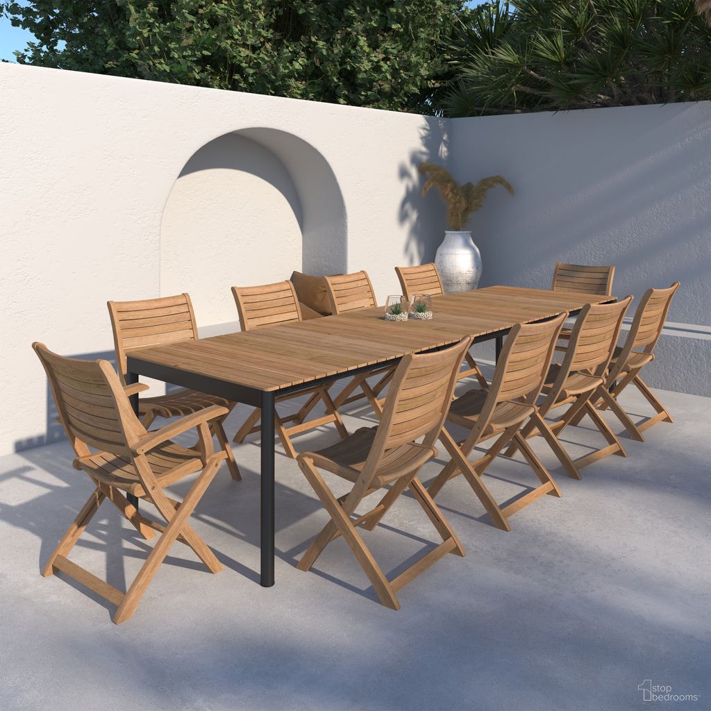 The appearance of Amazonia Dubai 11 Piece Extendable Patio Dining Set In Natural designed by International Home Miami in the modern / contemporary interior design. This natural piece of furniture was selected by 1StopBedrooms from Stockholm Collection to add a touch of cosiness and style into your home. Sku: TPZEXTBL_ 10PALUARM. Material: Aluminium.