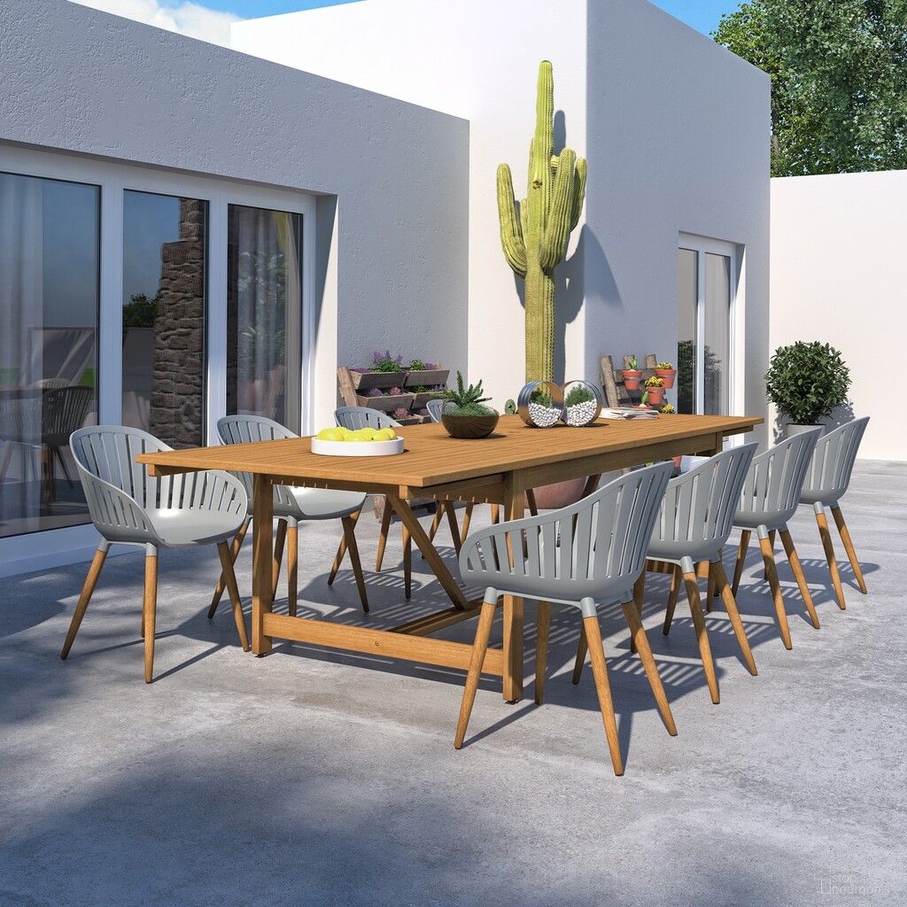 The appearance of Amazonia Hopper 9-Piece Rectangular Patio Dining Set In Grey designed by International Home Miami in the modern / contemporary interior design. This grey piece of furniture  was selected by 1StopBedrooms from Venice Collection to add a touch of cosiness and style into your home. Sku: SC LEY_8CANNES GR_LOT. Material: Wood.