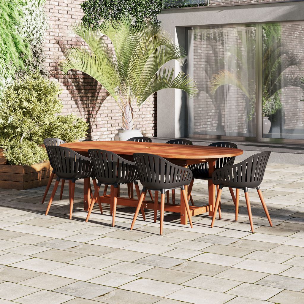 The appearance of Amazonia Jonathan 9-Piece Oval Extendable Patio Dining Set In Grey designed by International Home Miami in the modern / contemporary interior design. This grey piece of furniture was selected by 1StopBedrooms from Boston Collection to add a touch of cosiness and style into your home. Sku: BT 359_8CANNES GR_PAR. Material: Wood.