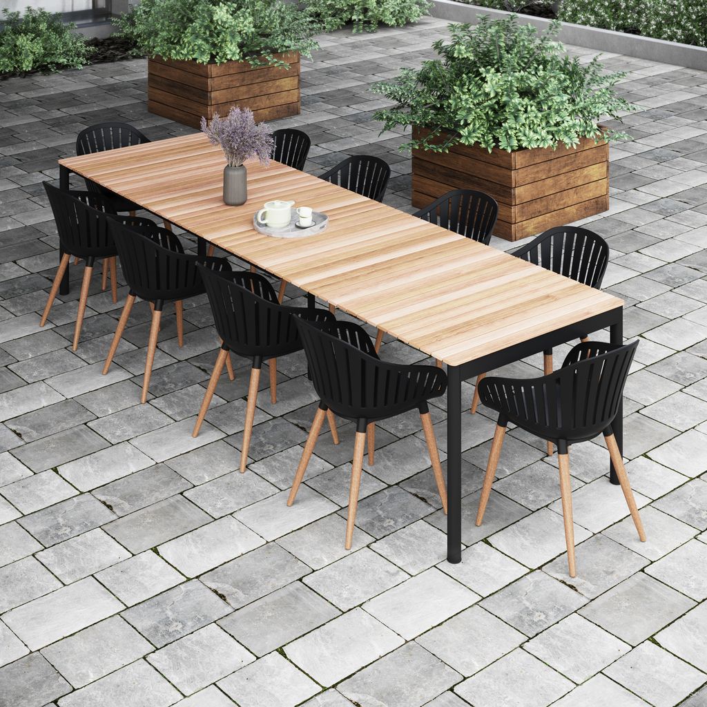 The appearance of Amazonia Liverpool 11 Piece Extendable Patio Dining Set In Black designed by International Home Miami in the modern / contemporary interior design. This black piece of furniture was selected by 1StopBedrooms from Stockholm Collection to add a touch of cosiness and style into your home. Sku: TPZEXTBL_ 10CANNARMBKLT. Material: Aluminium.