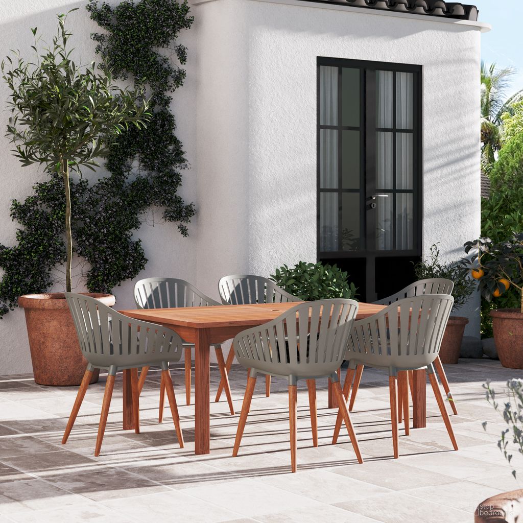 The appearance of Amazonia Lucas 7-Piece Rectangular Patio Dining Set In Grey designed by International Home Miami in the modern / contemporary interior design. This grey piece of furniture was selected by 1StopBedrooms from Boston Collection to add a touch of cosiness and style into your home. Sku: BT 361_6CANNES GR_PAR. Material: Wood.
