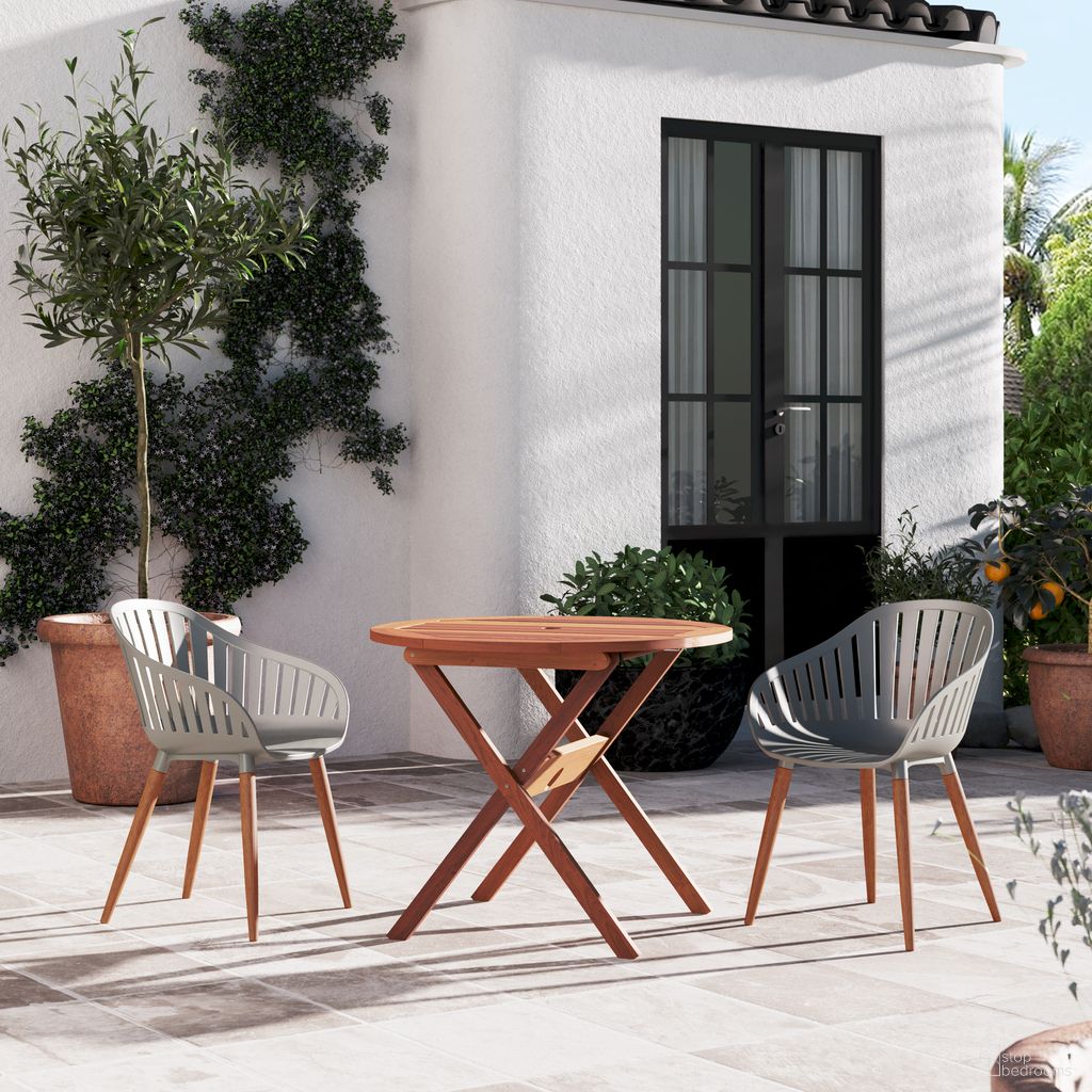 The appearance of Amazonia Mews 3-Piece Round Patio Dining Set In Grey designed by International Home Miami in the modern / contemporary interior design. This grey piece of furniture was selected by 1StopBedrooms from Austin Collection to add a touch of cosiness and style into your home. Sku: BT 315_2CANNES GR_PAR. Material: Wood.