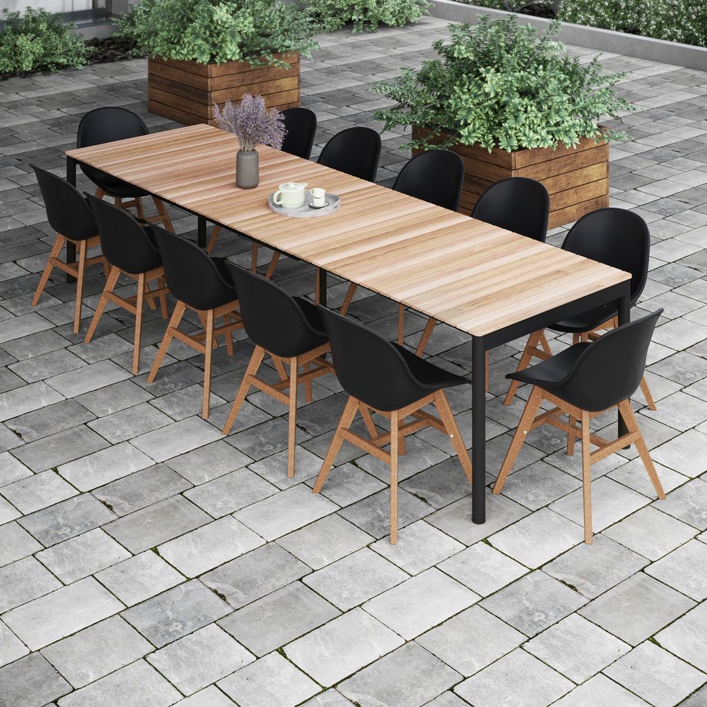 The appearance of Amazonia Milan 13 Piece Extendable Patio Dining Set In Black designed by International Home Miami in the modern / contemporary interior design. This black piece of furniture was selected by 1StopBedrooms from Stockholm Collection to add a touch of cosiness and style into your home. Sku: TPZEXTBL_ 12CONCSDBK. Material: Aluminium.