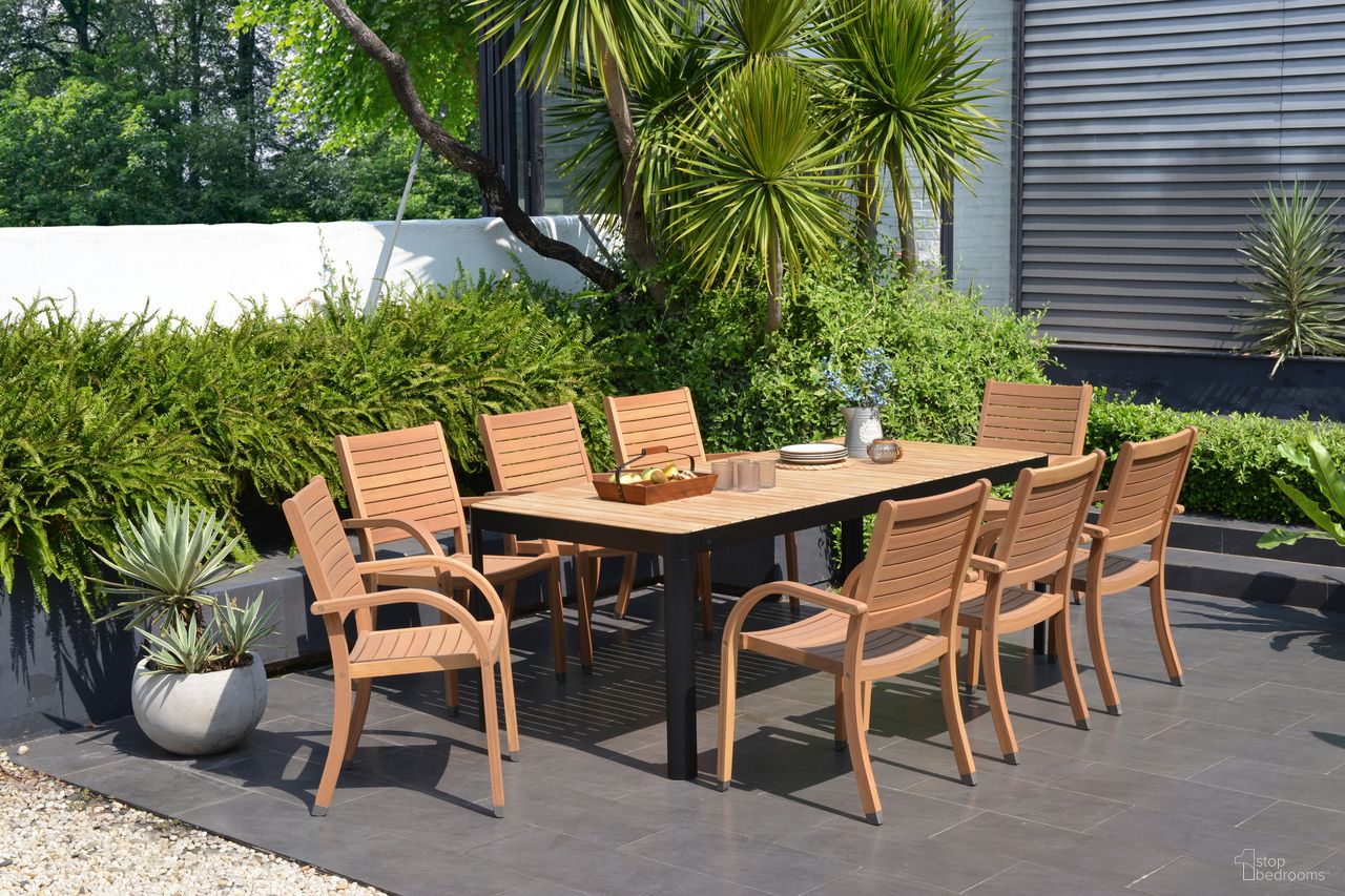 The appearance of Amazonia NatureVista 9-Piece Rectangular Patio Dining Set In Natural designed by International Home Miami in the modern / contemporary interior design. This natural piece of furniture was selected by 1StopBedrooms from Barcelona Collection to add a touch of cosiness and style into your home. Sku: PORTALSBK_8CATLOT. Material: Aluminum.