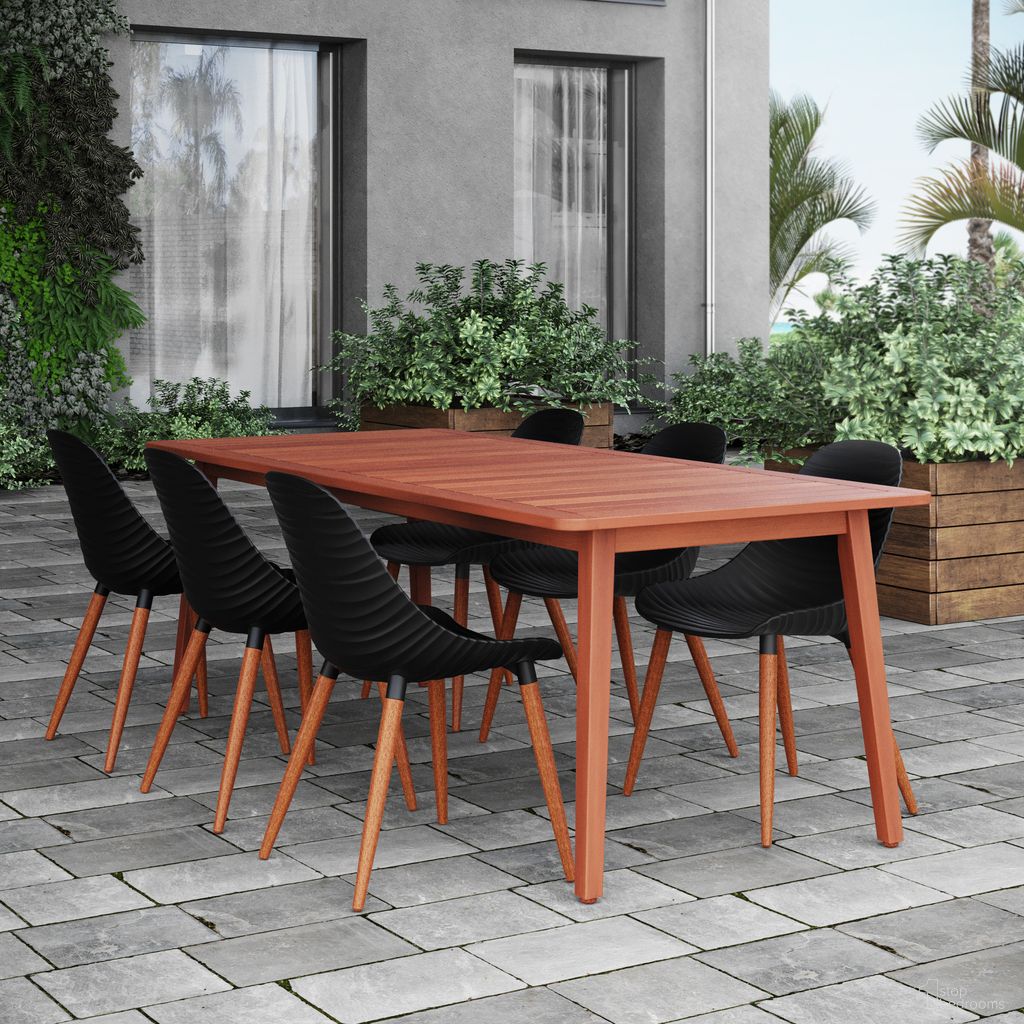 The appearance of Amazonia OceanVibes 7-Piece Rectangular Patio Dining Set In Black designed by International Home Miami in the modern / contemporary interior design. This black piece of furniture was selected by 1StopBedrooms from Copenhagen Collection to add a touch of cosiness and style into your home. Sku: ARIZ_6STRMSD BK. Material: Wood.