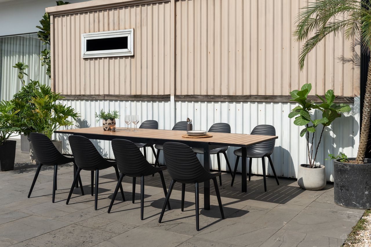 The appearance of Amazonia Paris 9 Piece Rectangular Extebdable Patio Dining Set In Black designed by International Home Miami in the modern / contemporary interior design. This black piece of furniture was selected by 1StopBedrooms from Copenhagen Collection to add a touch of cosiness and style into your home. Sku: PANAMA_8STRMSD_ALUBK. Material: Aluminium.