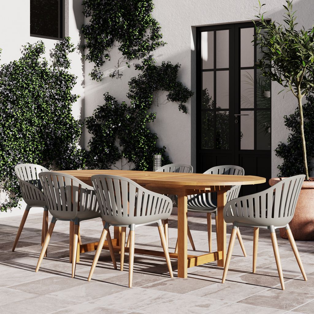 The appearance of Amazonia Robin 7-Piece Oval Extendable Patio Dining Set In Grey designed by International Home Miami in the modern / contemporary interior design. This grey piece of furniture  was selected by 1StopBedrooms from Boston Collection to add a touch of cosiness and style into your home. Sku: BT 360_6CANNES GR_PAR. Material: Wood.