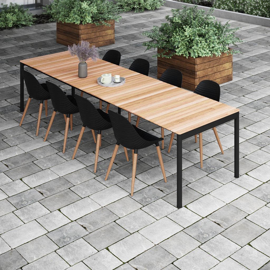 The appearance of Amazonia Roma 9 Piece Extendable Patio Dining Set In Black designed by International Home Miami in the modern / contemporary interior design. This black piece of furniture  was selected by 1StopBedrooms from Stockholm Collection to add a touch of cosiness and style into your home. Sku: TPZEXTBL_ 8STRMBK. Material: Aluminium.