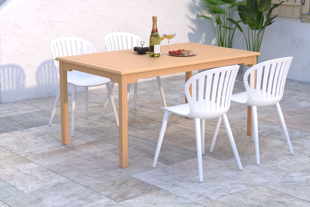 The appearance of Amazonia SeasideSolace 5-Piece Rectangular Patio Dining Set In White designed by International Home Miami in the modern / contemporary interior design. This white piece of furniture  was selected by 1StopBedrooms from Florence Collection to add a touch of cosiness and style into your home. Sku: MALREC_4CANSD ALUWT. Material: Wood.
