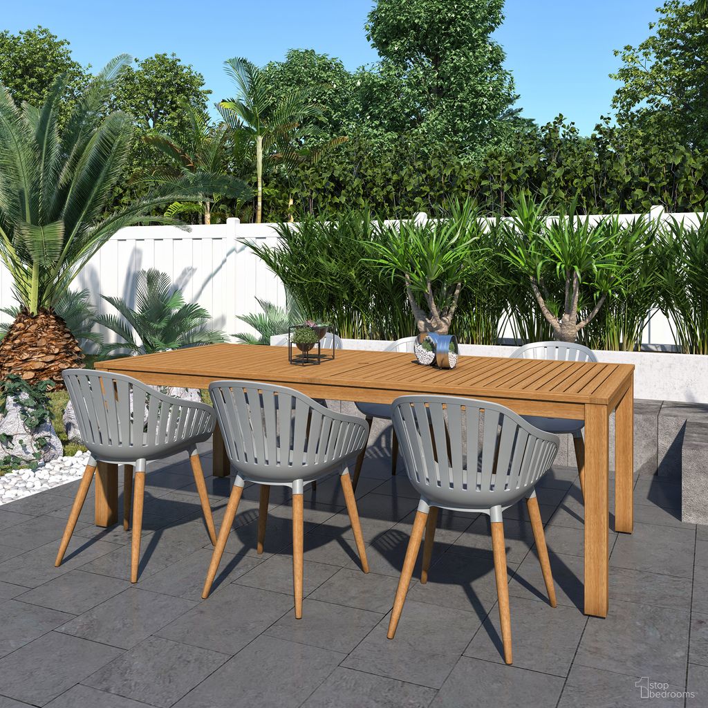 The appearance of Amazonia Steve 7-Piece Rectangular Patio Dining Set In Grey designed by International Home Miami in the modern / contemporary interior design. This grey piece of furniture was selected by 1StopBedrooms from Venice Collection to add a touch of cosiness and style into your home. Sku: SC ALAMA_6CANNES GR_LOT. Material: Wood.