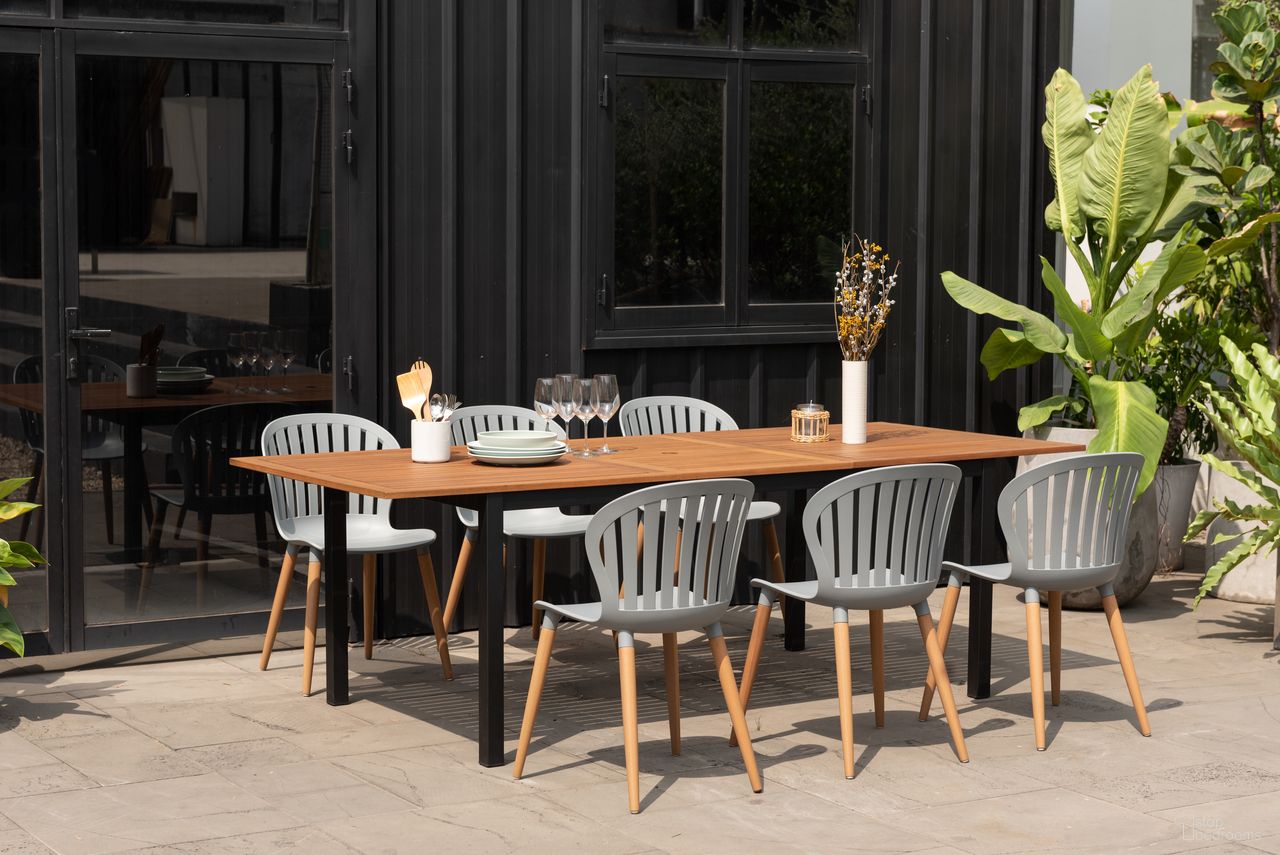 The appearance of Amazonia TropicAvenue 7-Piece Rectangular Patio Dining Set In Grey designed by International Home Miami in the modern / contemporary interior design. This grey piece of furniture was selected by 1StopBedrooms from Florence Collection to add a touch of cosiness and style into your home. Sku: IBIS_6CANSD GRY. Material: Wood.