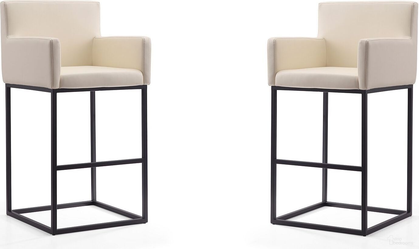 Ambassador Barstool in Cream and Black (Set of 2)