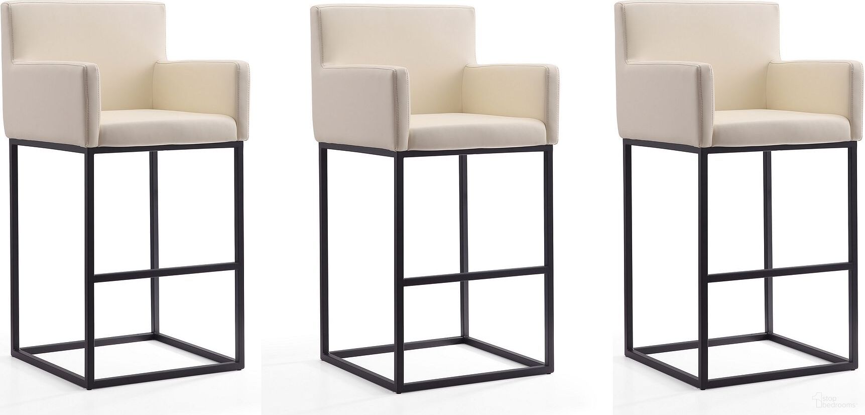 Ambassador Barstool in Cream and Black (Set of 3)