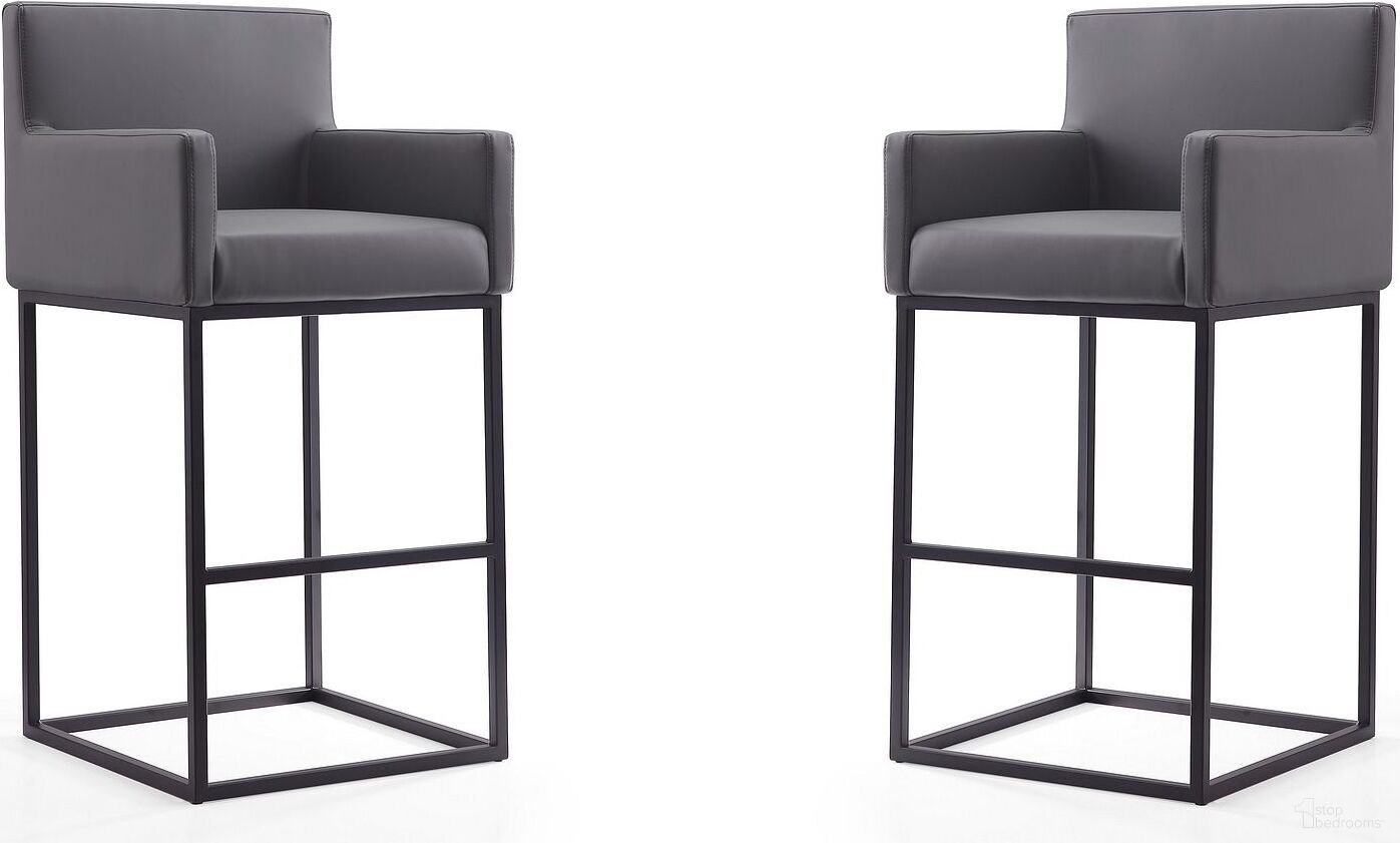 Ambassador Barstool in Grey and Black (Set of 2)