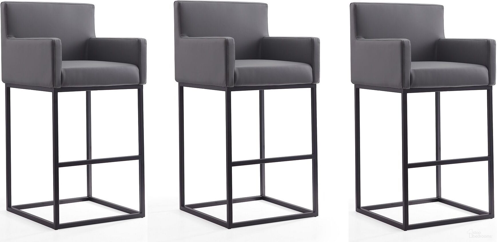 Ambassador Barstool in Grey and Black (Set of 3)