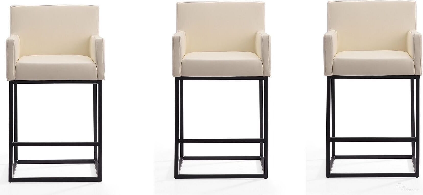 Ambassador Counter Stool in Cream and Black (Set of 3)