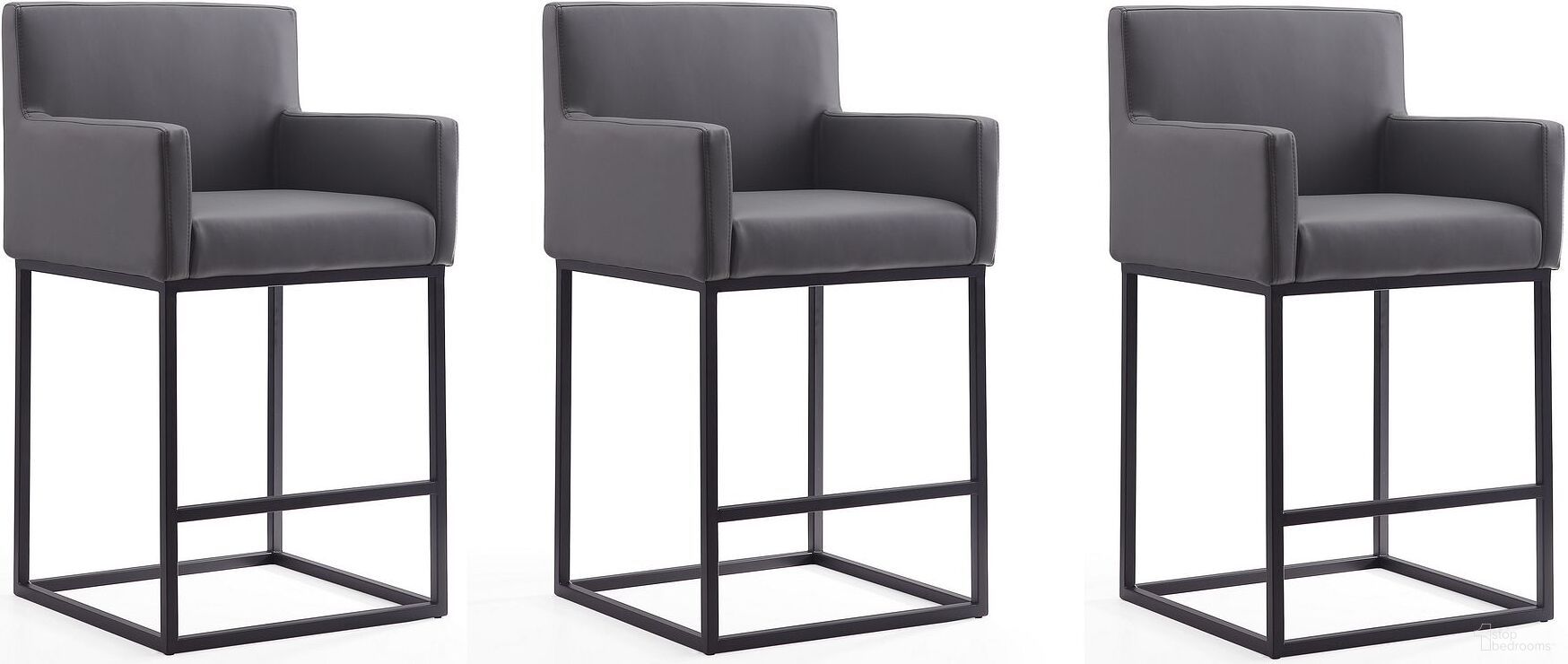Ambassador Counter Stool in Grey and Black (Set of 3)