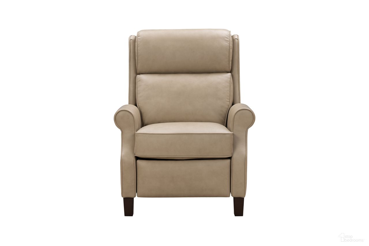 The appearance of Amber Push Thru The Arms Recliner In Stone designed by BarcaLounger in the transitional interior design. This stone piece of furniture was selected by 1StopBedrooms from Amber Collection to add a touch of cosiness and style into your home. Sku: 71653530981. Material: Leather.