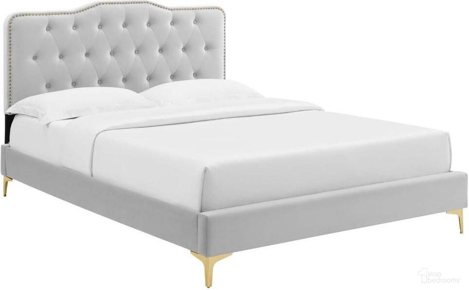 Amber Tufted Performance Velvet Twin Platform Bed In Light Gray