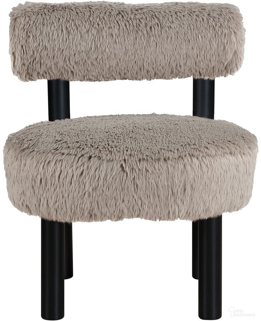 Ambre Vegan Shearling Fabric Upholstered Accent Chair In Beige and Black