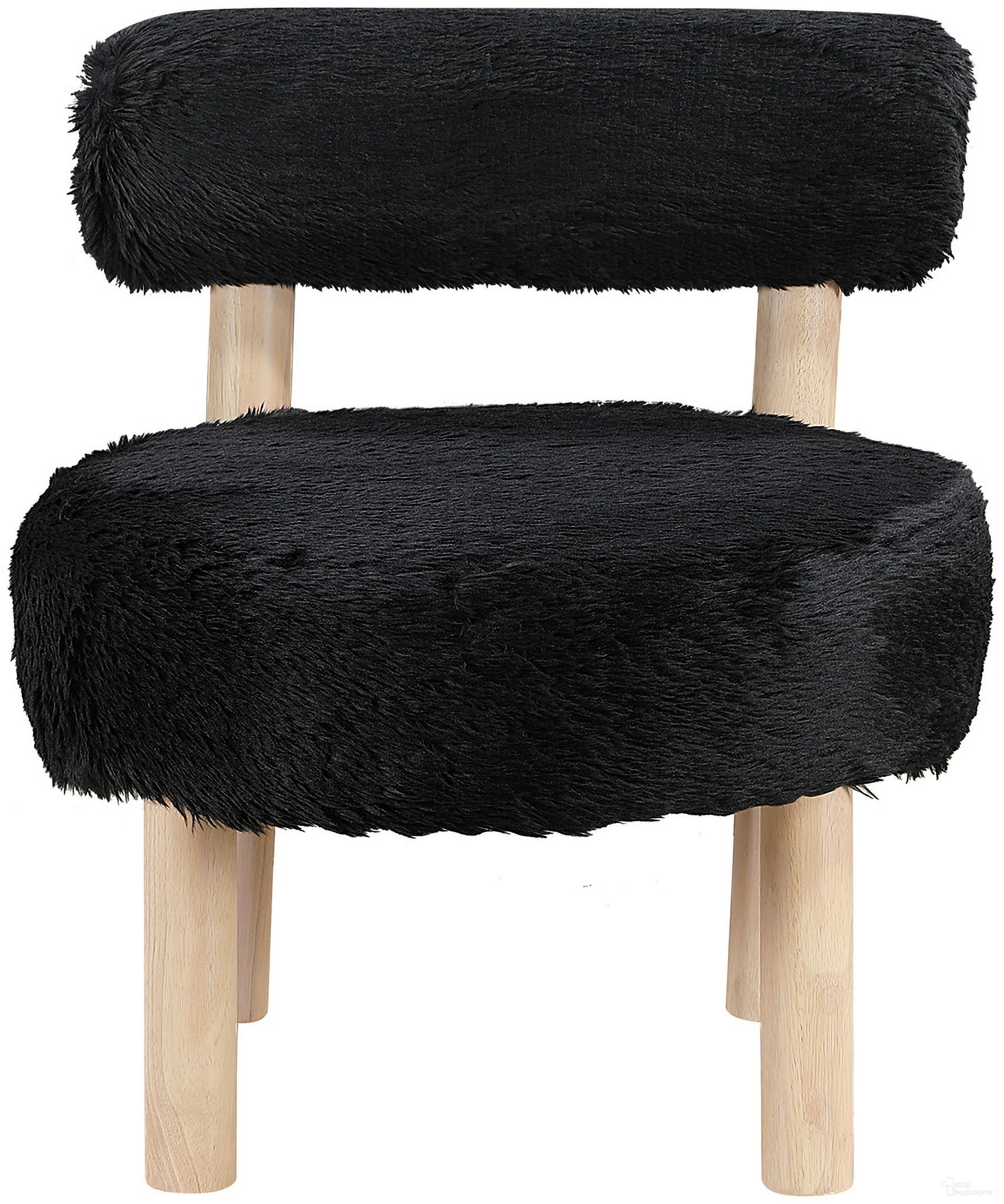 Ambre Vegan Shearling Fabric Upholstered Accent Chair In Black and Natural