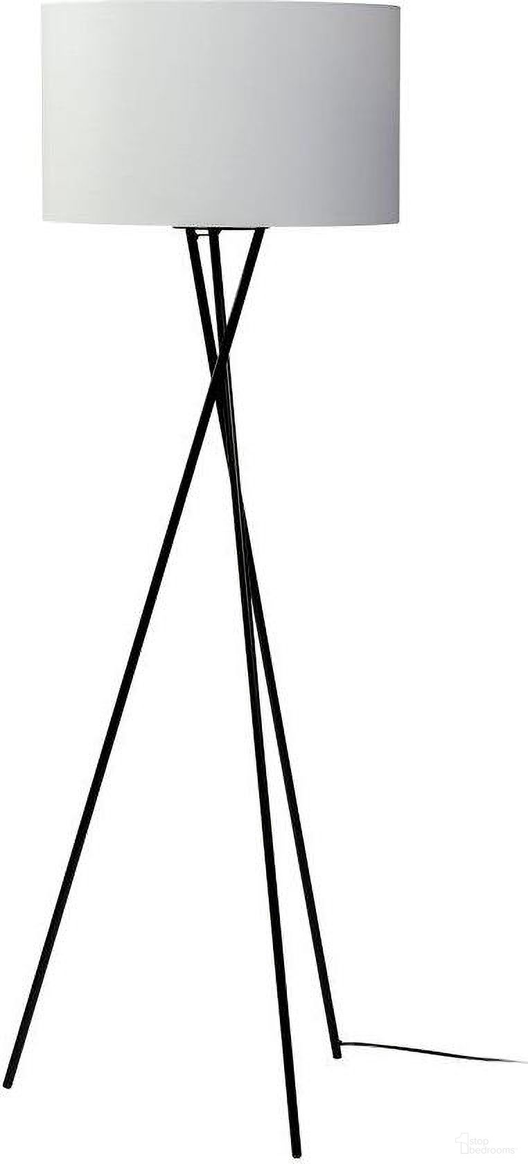 Ambrose Black Metal With White Fabric Shade Floor Lamp