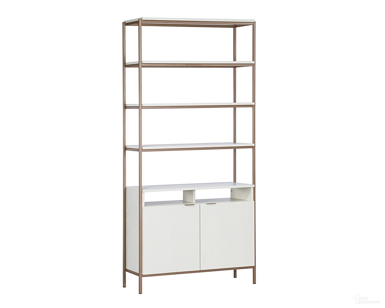 Ambrose Large Modular Bookcase In Champagne Gold and Cream