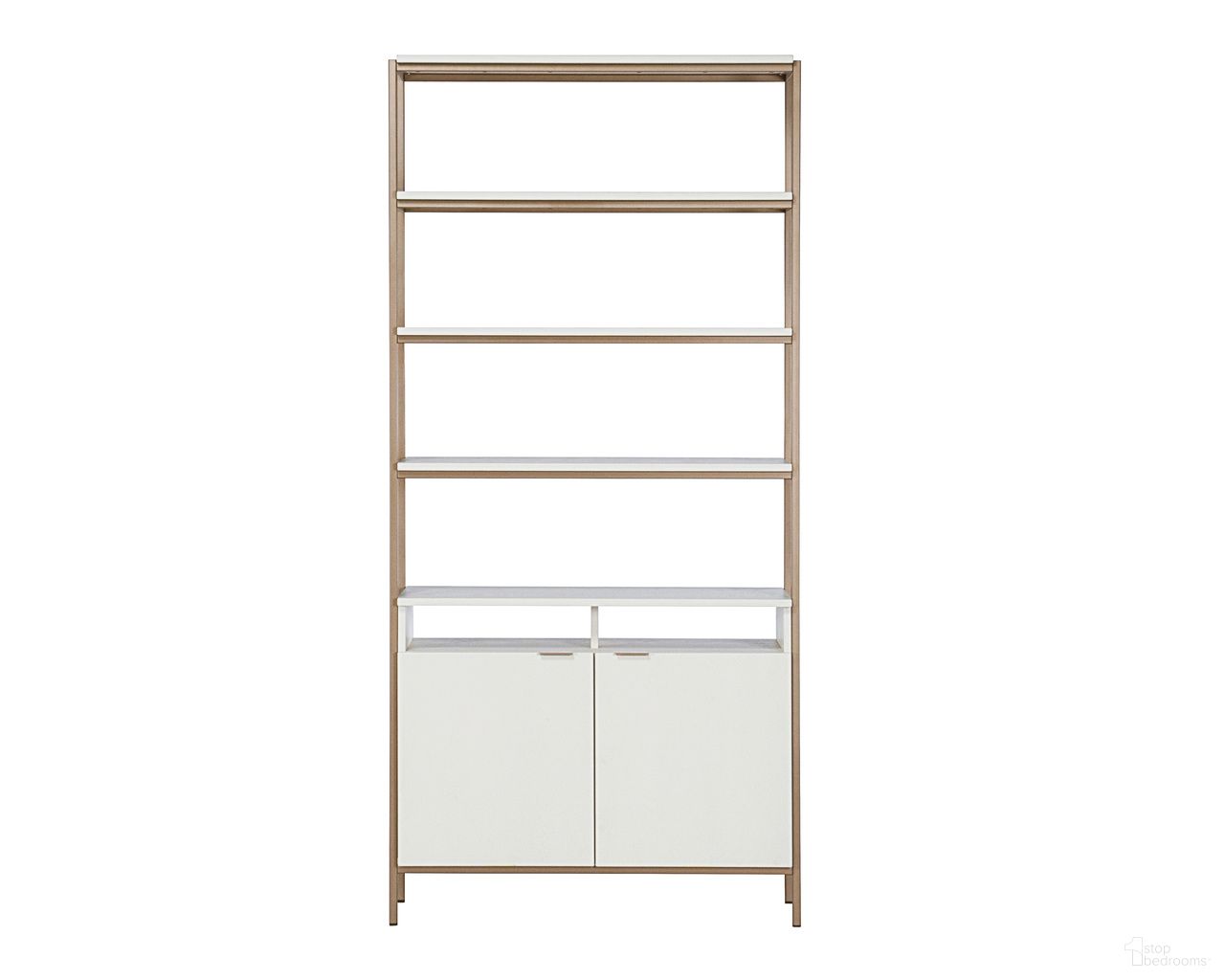 Ambrose Large Modular Bookcase In Champagne Gold and Cream