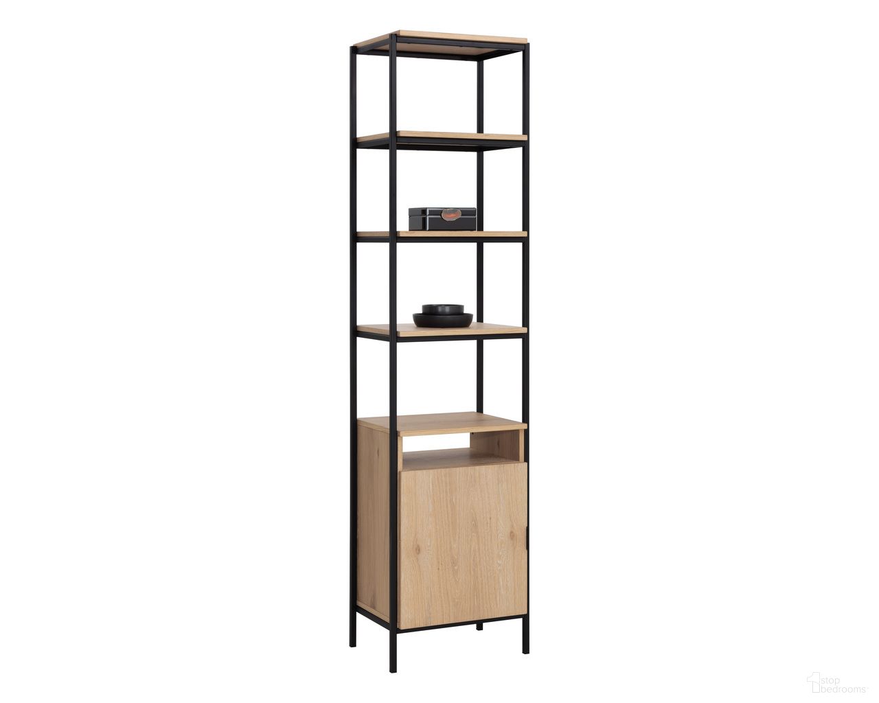 Ambrose Small Modular Bookcase In Rustic Oak and Black