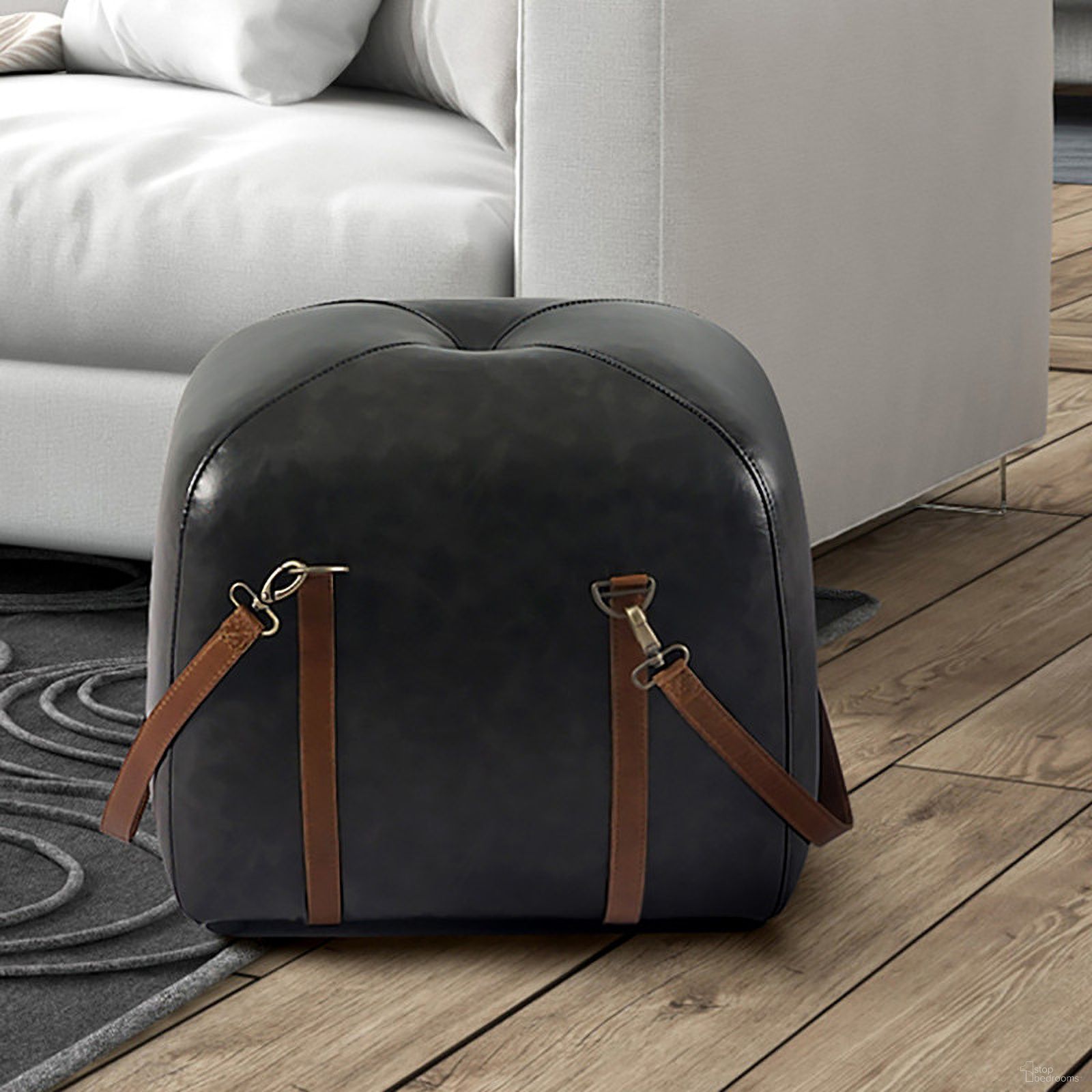 Yosemite Home Decor Amel Ottoman Pouf - Thumbnail 4