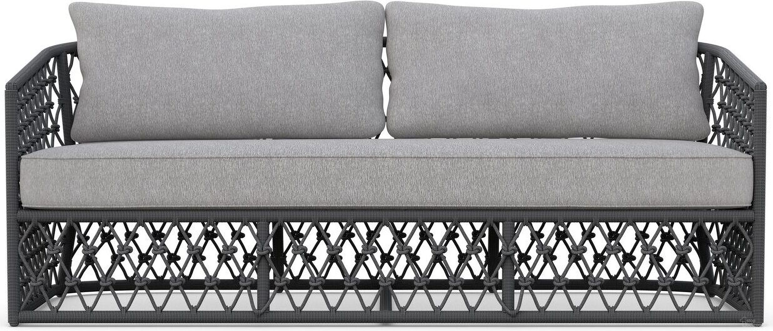 The appearance of Amelia 3 Seat Sofa with Cushion In Moon and Matte Charcoal designed by Azzurro Living in the coastal interior design. This moon/matte charcoal piece of furniture was selected by 1StopBedrooms from Amelia Collection to add a touch of cosiness and style into your home. Sku: AME-R07S3-CU. Material: Aluminum.