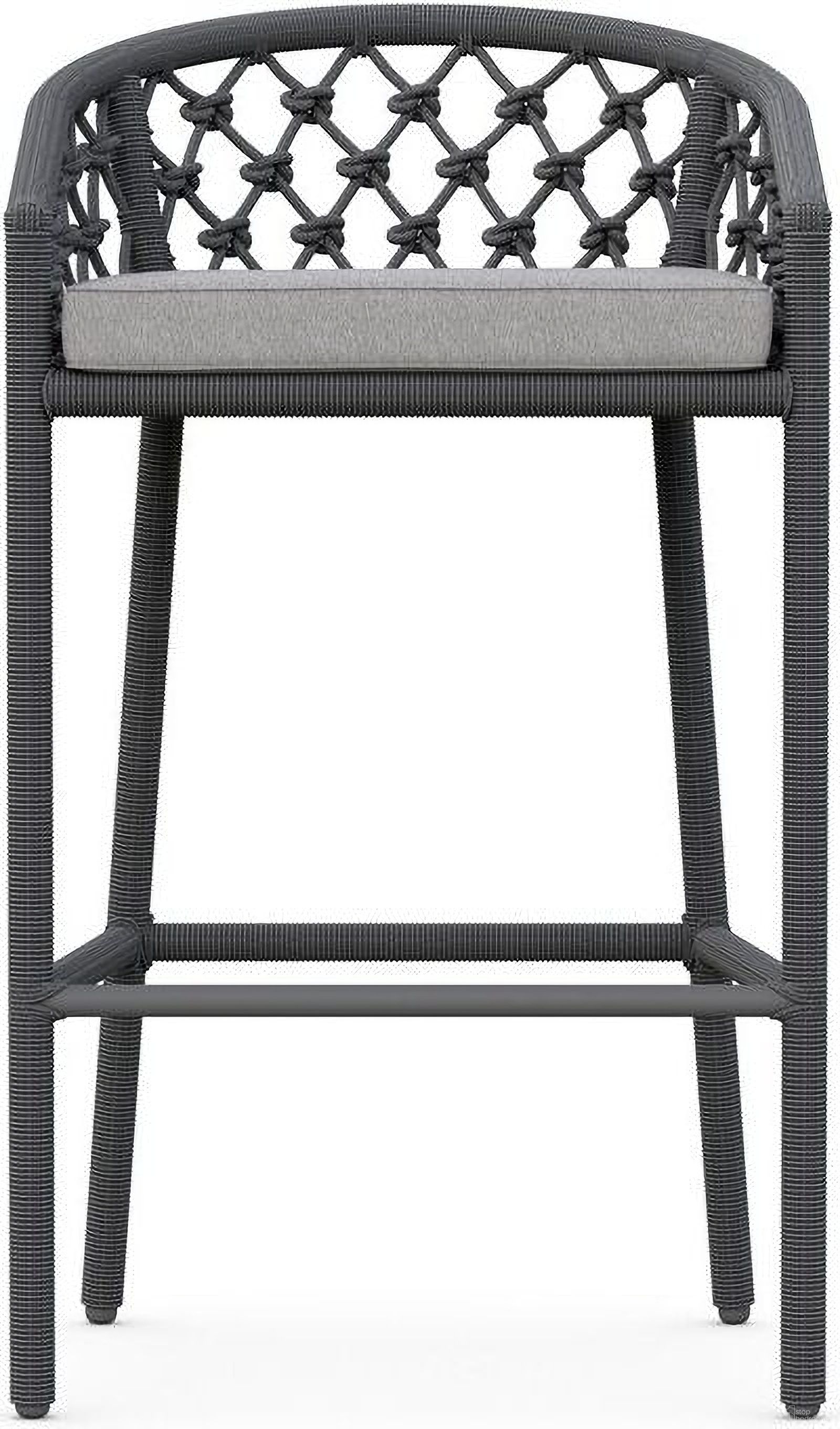 The appearance of Amelia Barstool with Cushion In Moon and Matte Charcoal designed by Azzurro Living in the coastal interior design. This moon/matte charcoal piece of furniture  was selected by 1StopBedrooms from Amelia Collection to add a touch of cosiness and style into your home. Sku: AME-R07BS-CU. Material: Aluminum.