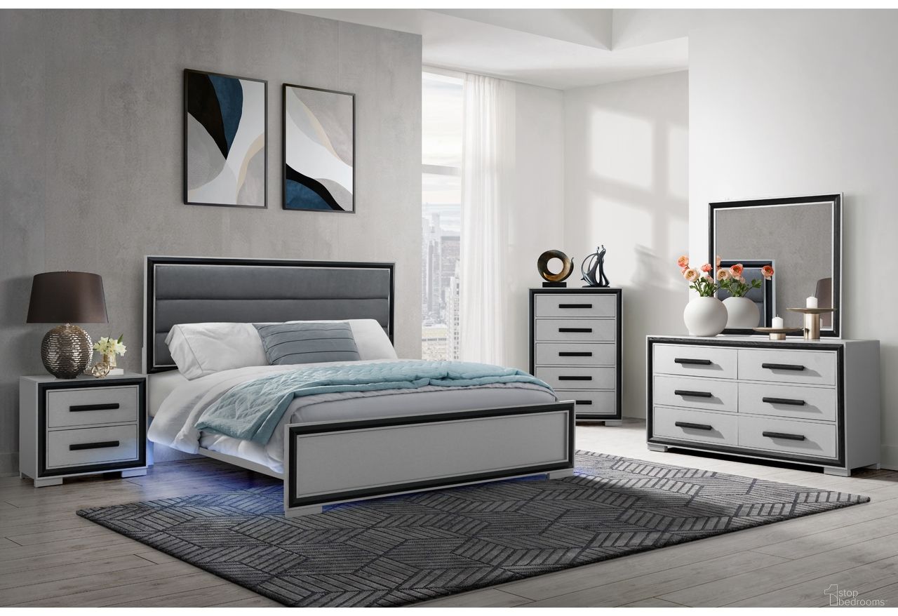 Amelia Bedroom Set With Led In Black And Light Grey