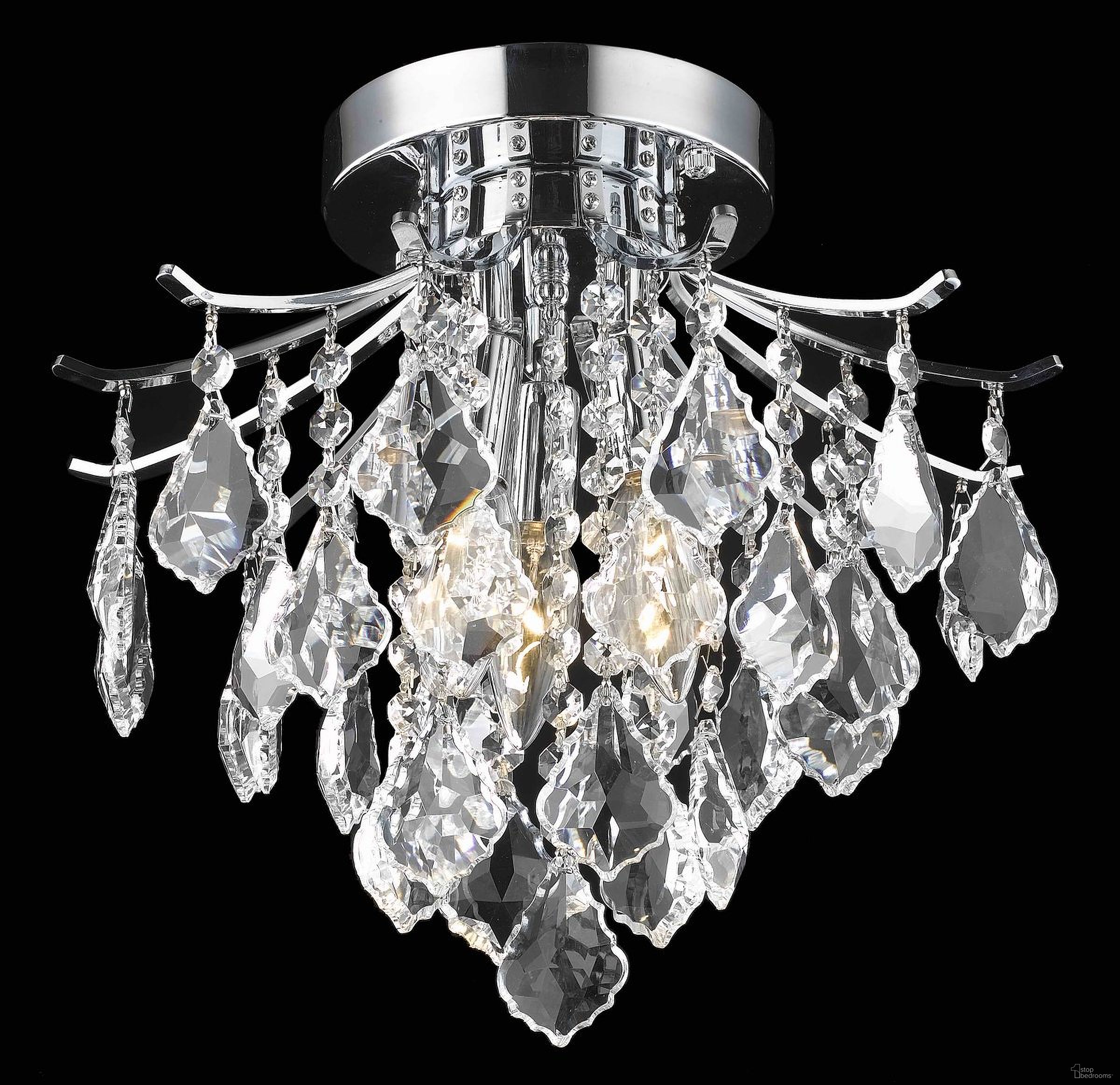 The appearance of Amelia Chrome Flush Mount LD8100F12C designed by Elegant Lighting in the transitional interior design. This chrome piece of furniture was selected by 1StopBedrooms from Amelia Collection to add a touch of cosiness and style into your home. Sku: LD8100F12C. Material: Steel.