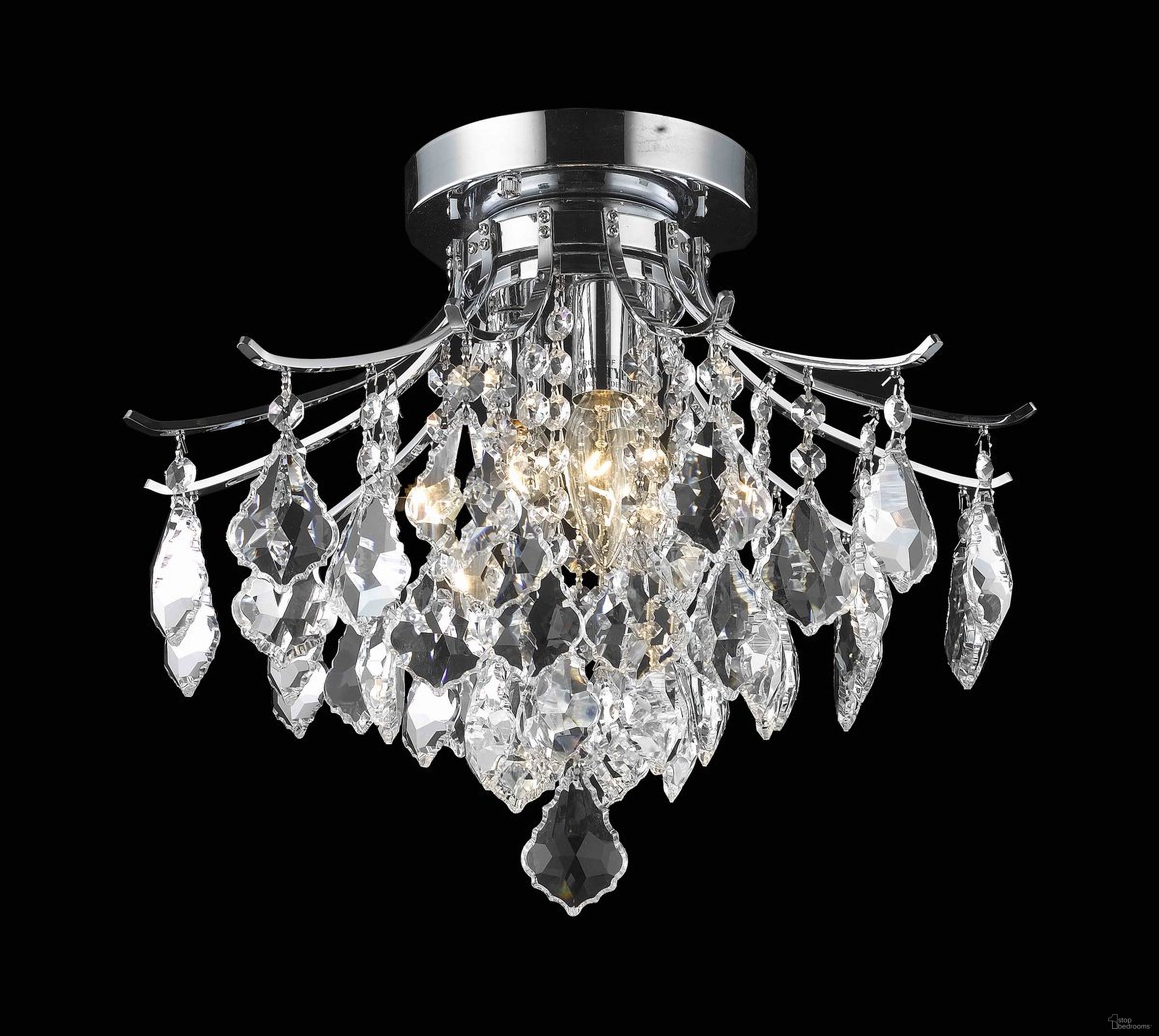 The appearance of Amelia Chrome Flush Mount LD8100F16C designed by Elegant Lighting in the transitional interior design. This chrome piece of furniture was selected by 1StopBedrooms from Amelia Collection to add a touch of cosiness and style into your home. Sku: LD8100F16C. Material: Steel.