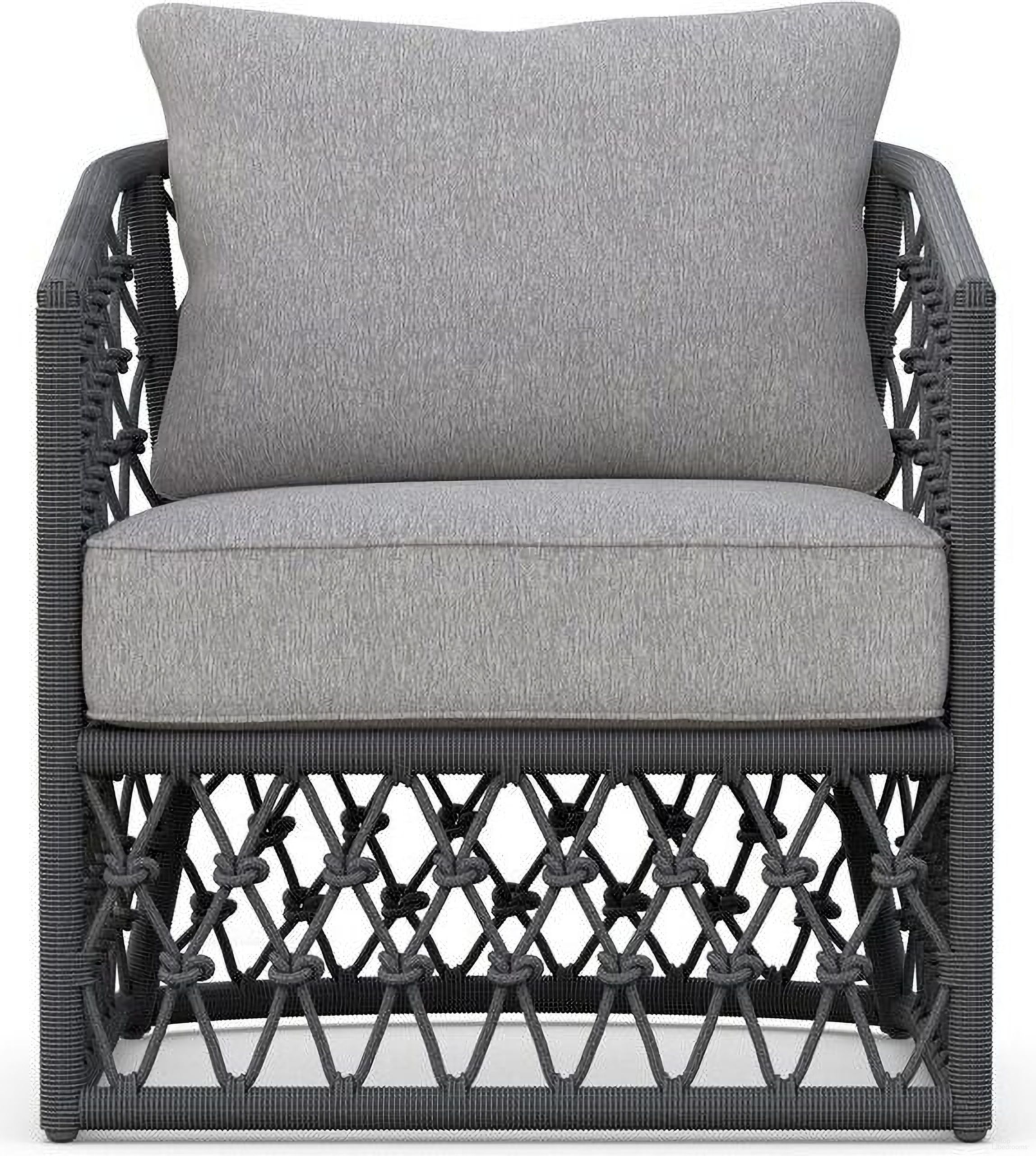 Amelia Club Chair with Cushion In Moon and Matte Charcoal