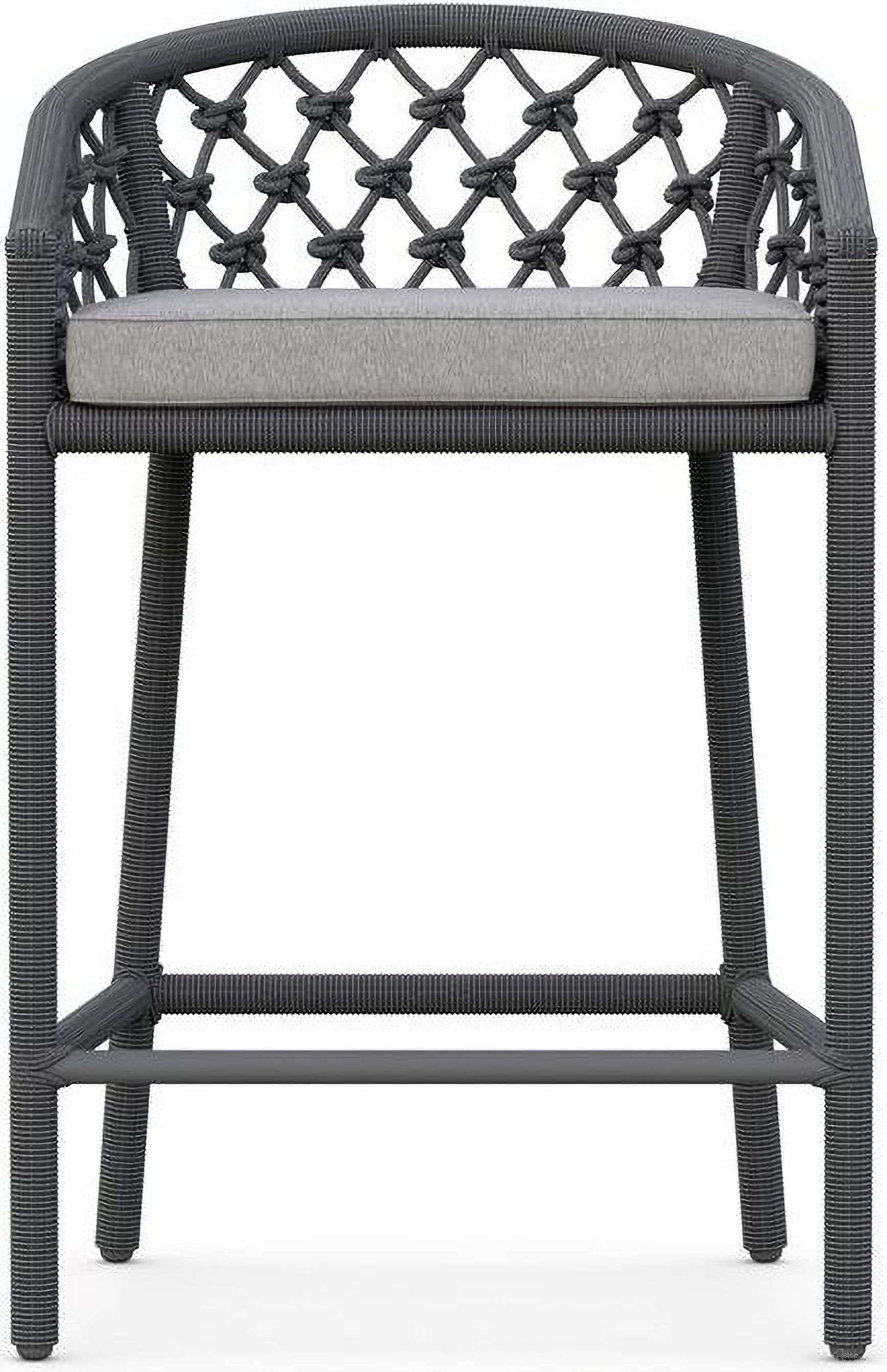 The appearance of Amelia Counter Stool with Cushion In Moon and Matte Charcoal designed by Azzurro Living in the coastal interior design. This moon/matte charcoal piece of furniture  was selected by 1StopBedrooms from Amelia Collection to add a touch of cosiness and style into your home. Sku: AME-R07CS-CU. Material: Aluminum.