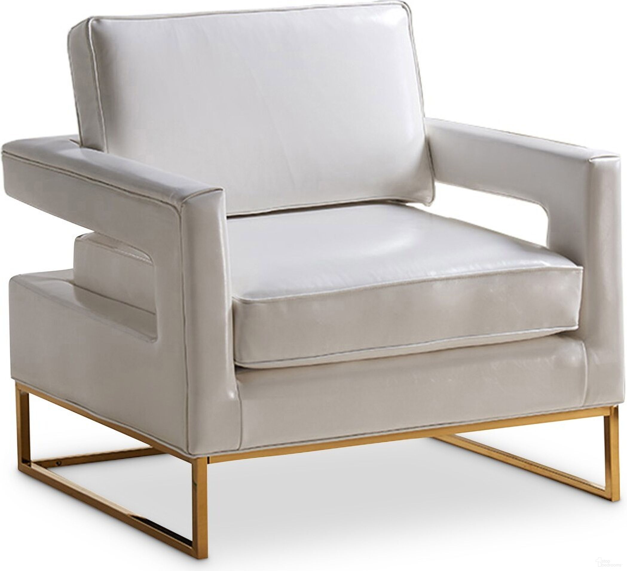 The appearance of Amelia Vegan Leather Accent Chair In White designed by Meridian in the modern / contemporary interior design. This white piece of furniture was selected by 1StopBedrooms from Amelia Collection to add a touch of cosiness and style into your home. Sku: 512White. Material: Stainless Steel.