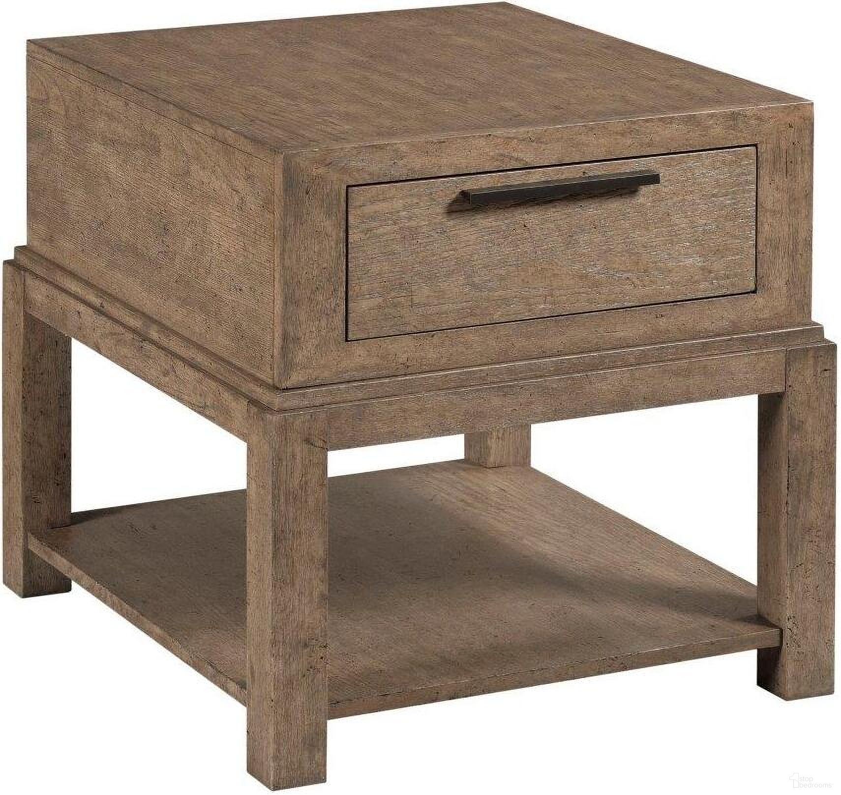 The appearance of Evans Drawer End Table In Warm Rustic Gray designed by American Drew in the transitional interior design. This warm rustic gray piece of furniture was selected by 1StopBedrooms from Skyline Collection to add a touch of cosiness and style into your home. Sku: 010-915. Material: Wood.