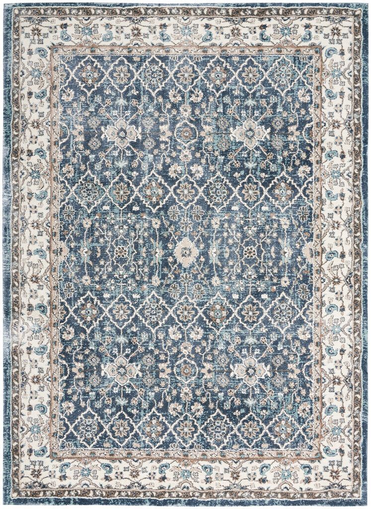 The appearance of American Manor 3'11" x 5'11" Vintage Indoor Rug In Blue and Ivory designed by Nourison in the rustic / southwestern interior design. This blue and ivory piece of furniture was selected by 1StopBedrooms from American Manor Collection to add a touch of cosiness and style into your home. Sku: 99446883018. Material: Polypropylene.