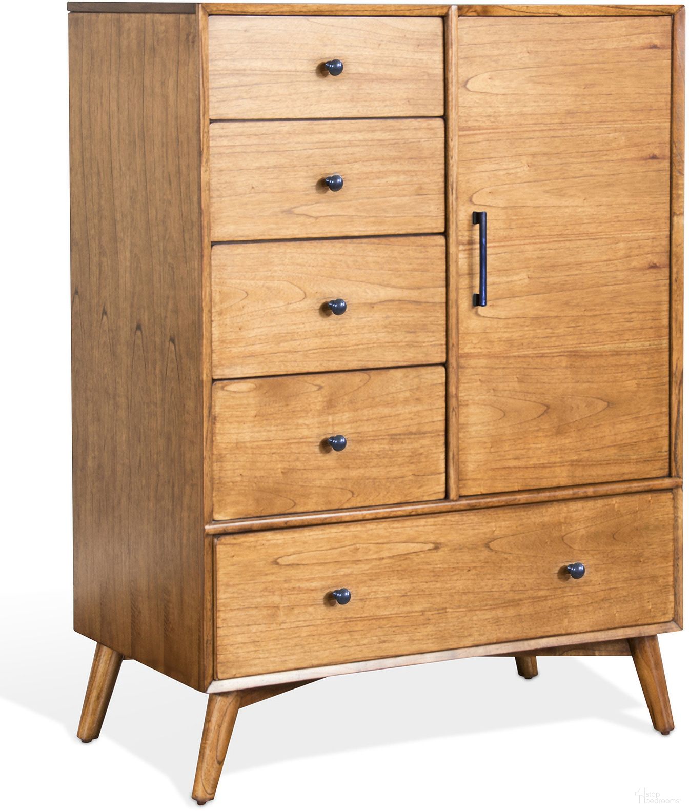 The appearance of American Modern Chest In Cinnamon designed by Sunny Designs in the transitional interior design. This cinnamon piece of furniture  was selected by 1StopBedrooms from American Modern Collection to add a touch of cosiness and style into your home. Sku: 2336CN-C2. Material: Solid Wood.