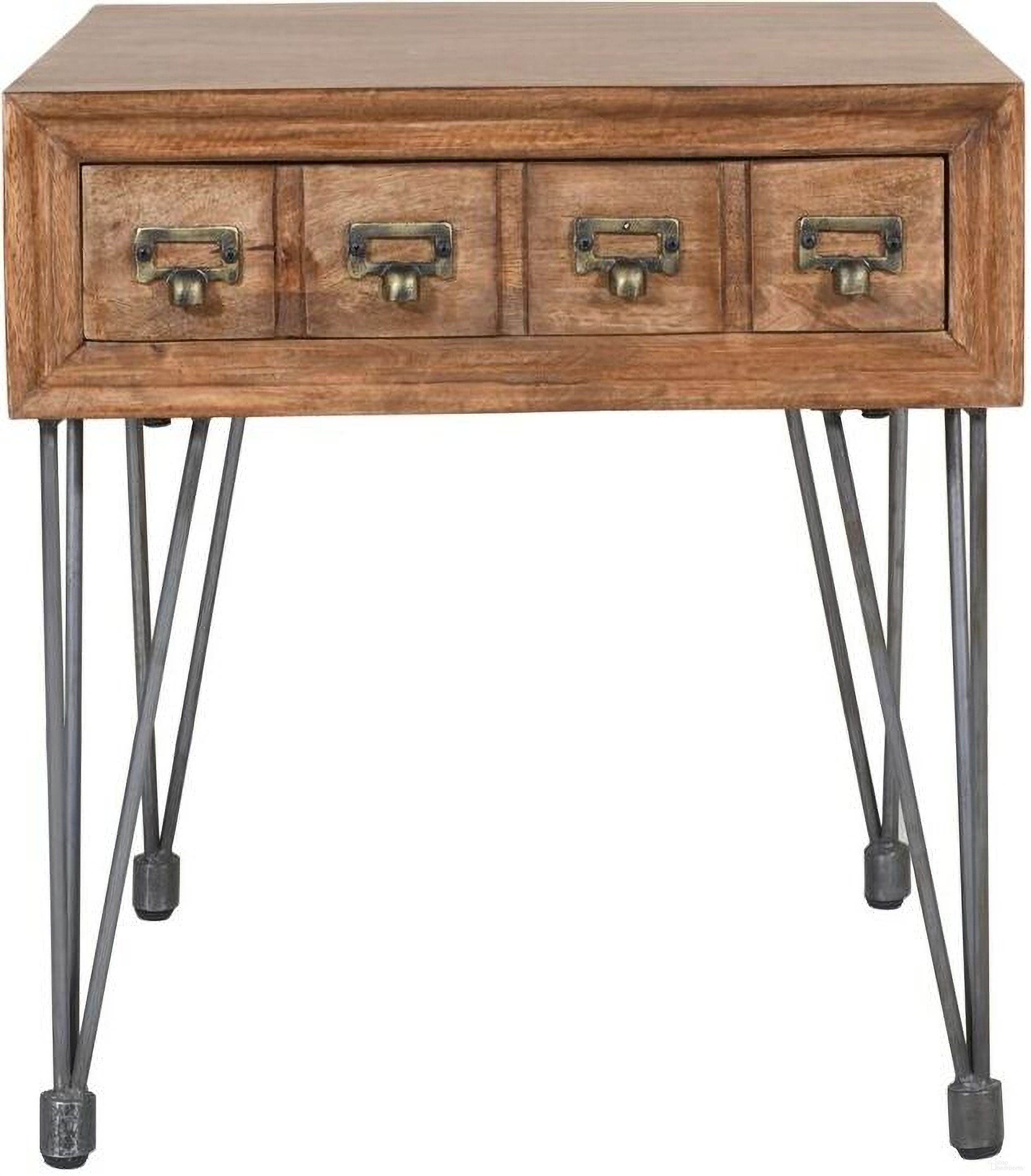 The appearance of American End Table with Apothecary Drawer In Medium Brown designed by Jofran in the modern / contemporary interior design. This medium brown piece of furniture  was selected by 1StopBedrooms from American Vintage Collection to add a touch of cosiness and style into your home. Sku: 2129-3. Material: Iron.