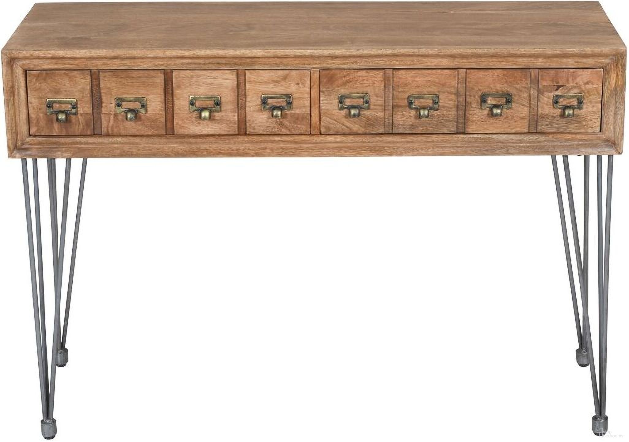 The appearance of American Sofa Table with Apothecary Drawers In Medium Brown designed by Jofran in the modern / contemporary interior design. This medium brown piece of furniture  was selected by 1StopBedrooms from American Vintage Collection to add a touch of cosiness and style into your home. Sku: 2129-4. Material: Iron.