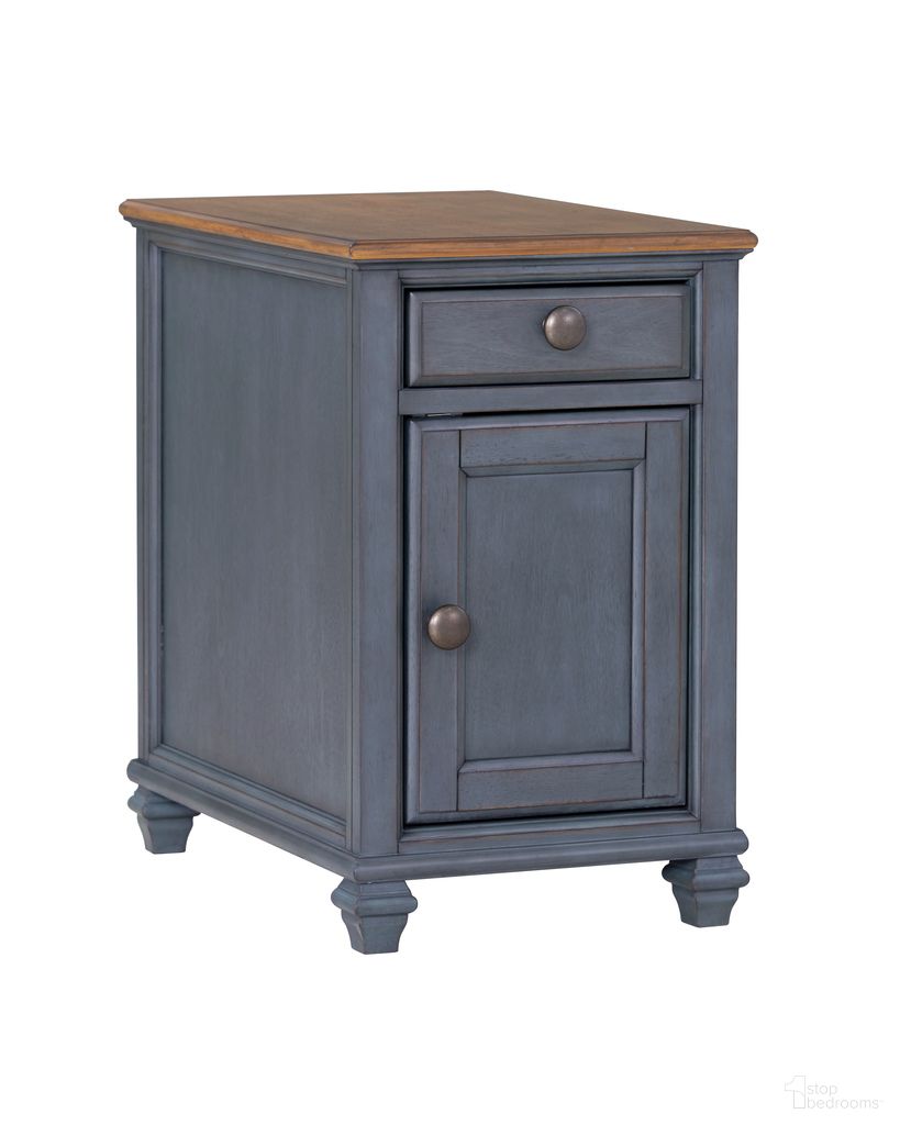 The appearance of Americana 14 Inch Chairside Table In Blue designed by Legends Home in the traditional interior design. This blue piece of furniture was selected by 1StopBedrooms from Americana Collection to add a touch of cosiness and style into your home. Sku: ZAMR-4400. Material: Veneer.